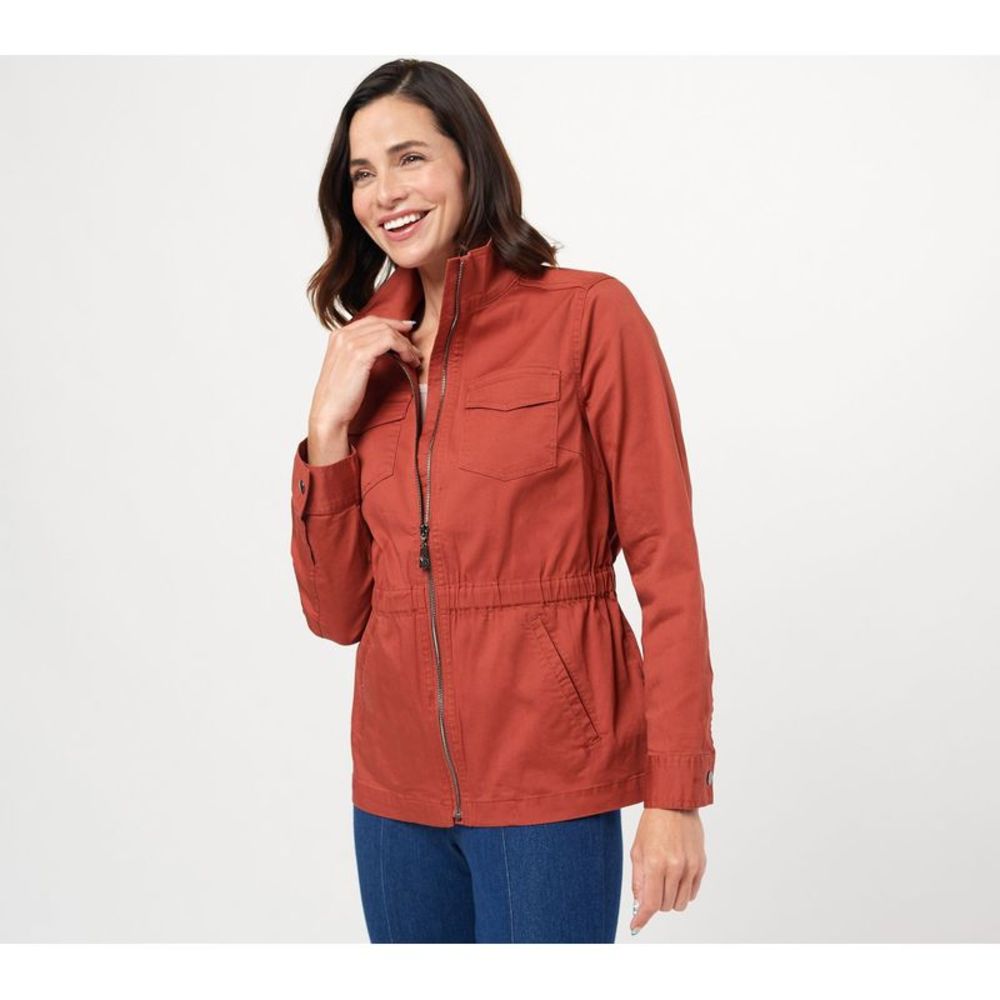 Belle by Kim Gravel Red Utility Jacket with Stand-Up Collar